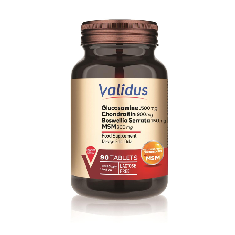Validus Food Supplements Glucosamine + Chondroitin + MSM 90 Tablets