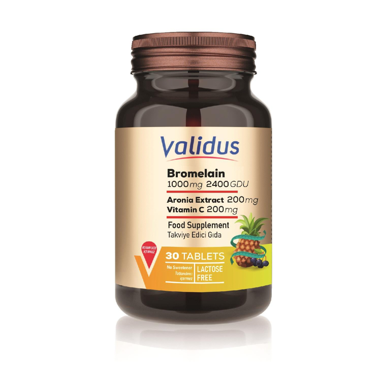 Validus Food Supplements Bromelain 1000 Mg 2400 Gdu Aronia 200 Mg 30 tablets