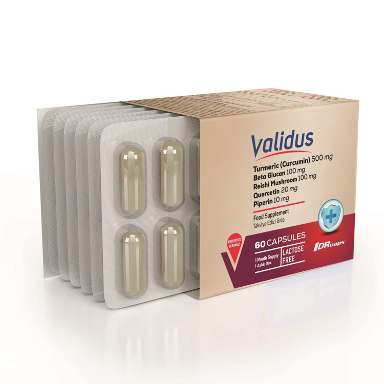 Validus Curcumin 500 mg + Piperin + Inula Henelium + Astragalus + Quercetin + Reishi + Moringa 60 Ca
