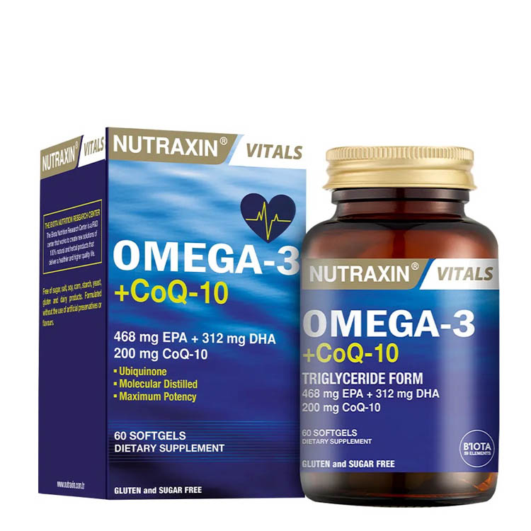 Nutraxin Vitals Omega-3 + Co-Q10 60 Softgel