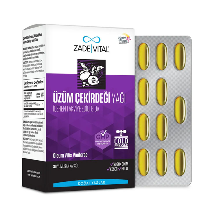 Zade Vital Üzüm Çekirdeği Yağı 500 mg 60 Kapsül