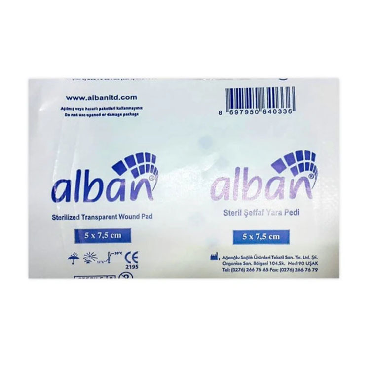 Alban Steril Şeffaf Su Geçirmez Yara Pedi 5x7,5 cm Tekli