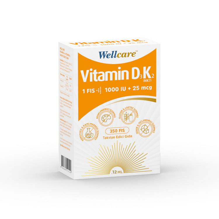 Wellcare Vitamin D3 + K2 25 mcg 1000 IU 12 ml