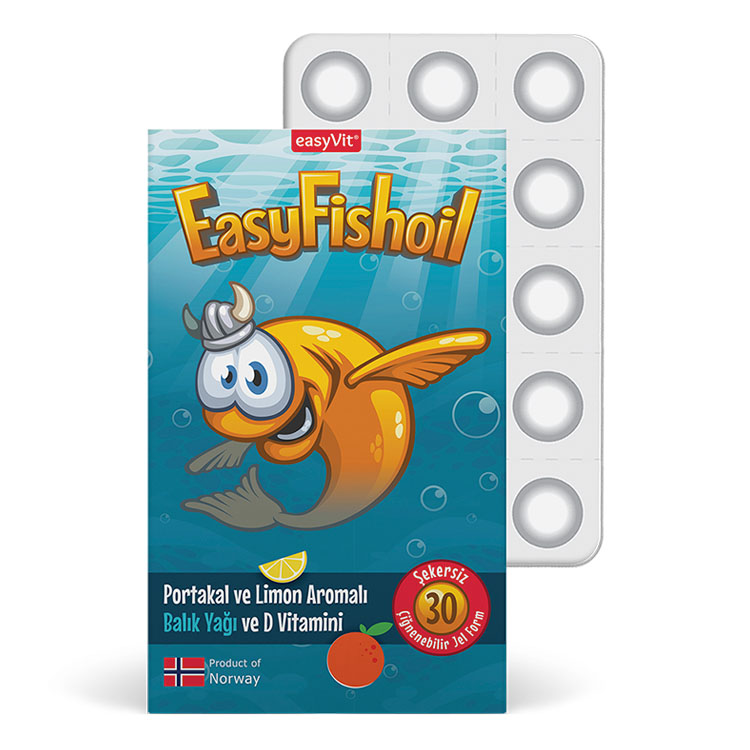 Easy Fish Oil – Portakal ve Limon Aromalı Balık Yağı &amp; D Vitamini 30 Çiğnenebilir Form