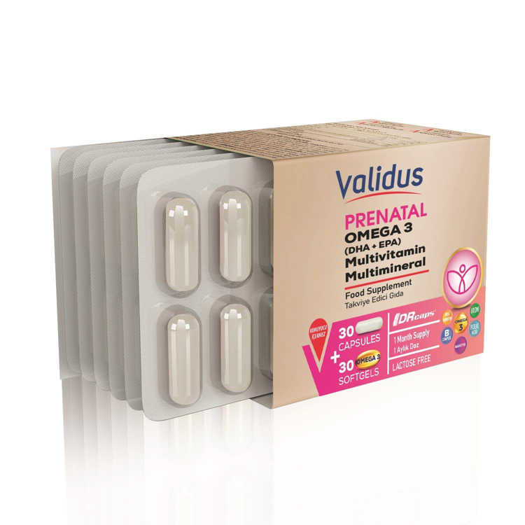 Validus Food Supplements Prenatal Multivitamin Mineral 30 Capsules Omega 3 Dha 350 Epa 70 Mg 30 Soft