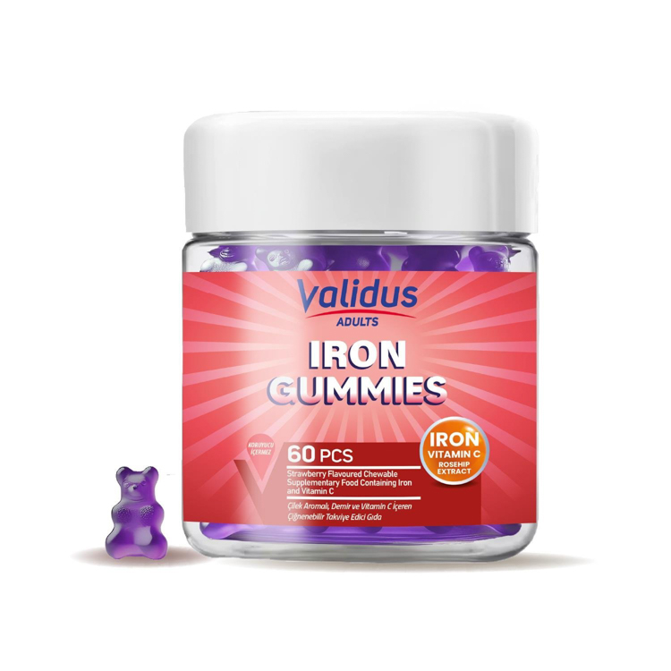 Validus Food Supplements Iron Vitamin C Rosehip Extract 60 Gummies