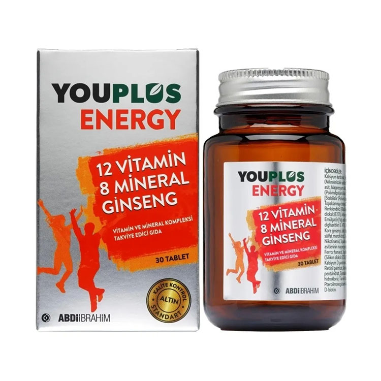 Youplus Energy 12 Vitamin ve 8 Mineral Kompleksi 30 Tablet