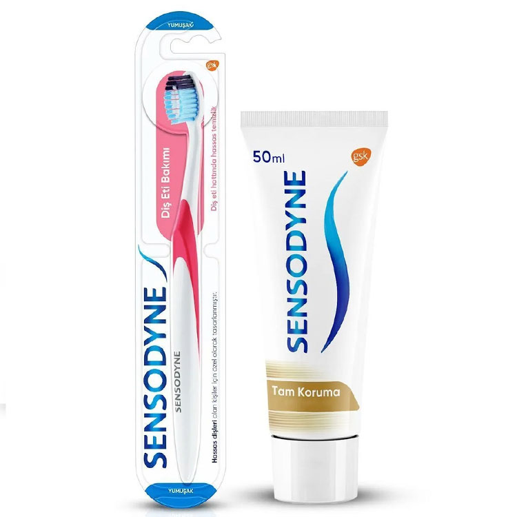 Sensodyne Diş Macunu Tam Koruma Beyazlatıcı 50 ml + Diş Eti Bakımı Yumuşak Diş Fırçası