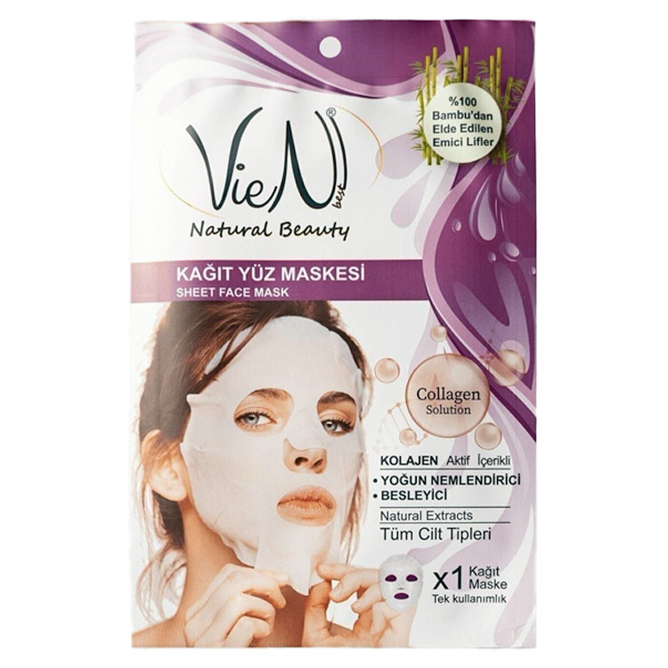Vien Natural Beauty Kolajen Aktif İçerikli Tek Kullanımlık Yüz Bakım Maskesi