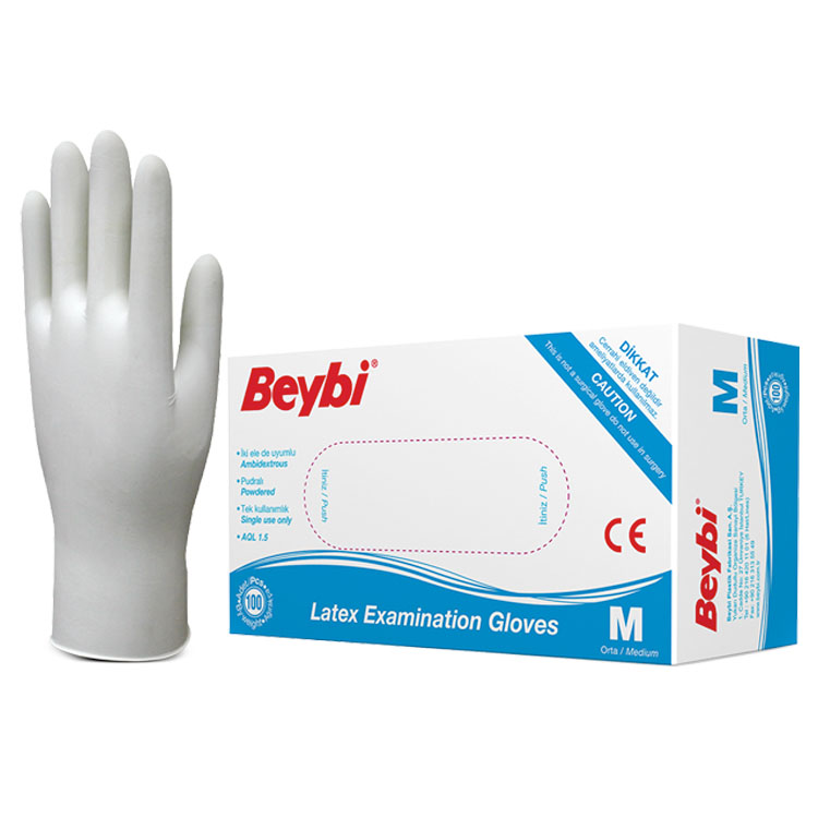Beybi Eldiven Lateks Pudralı Medium 100'lü