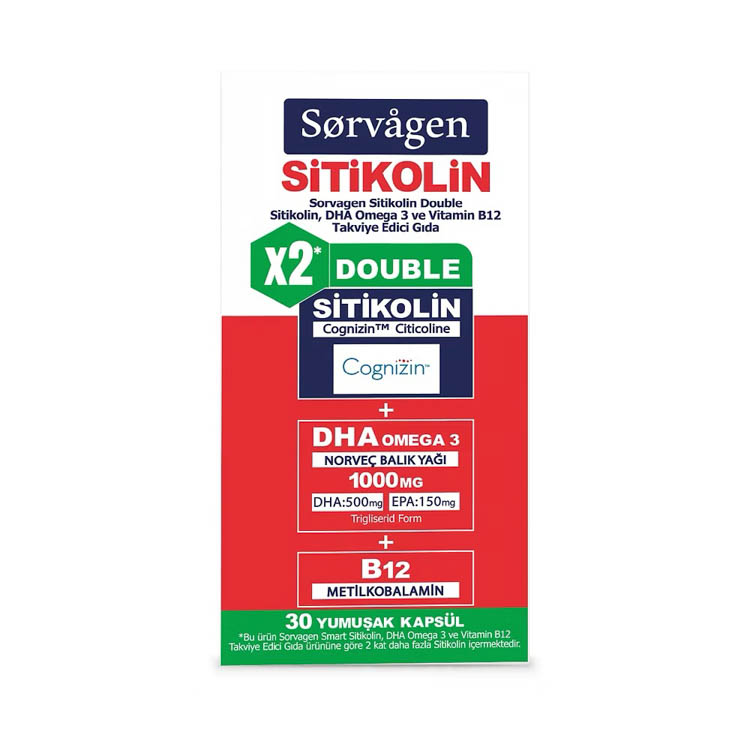 Sorvagen Smart Double Sitikolin Dha Omega 3 ve B12 30 Kapsül
