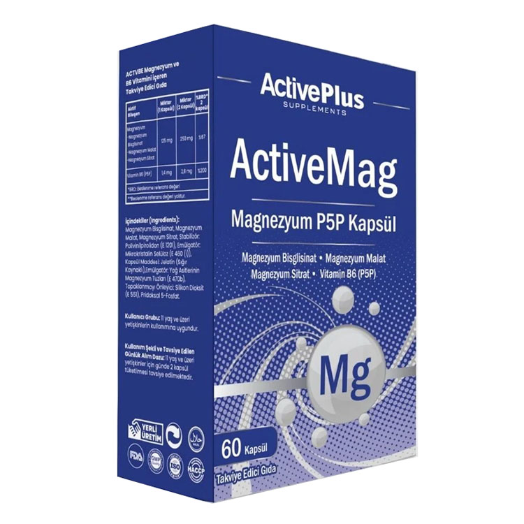 Active Plus ActiveMag Magnezyum P5P 60 Kapsül