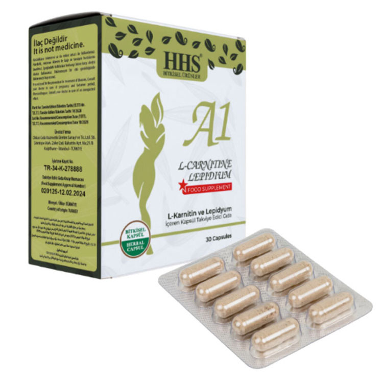HHS A1 L-Carnitine Lepidium – Bitkisel 30 Kapsül 