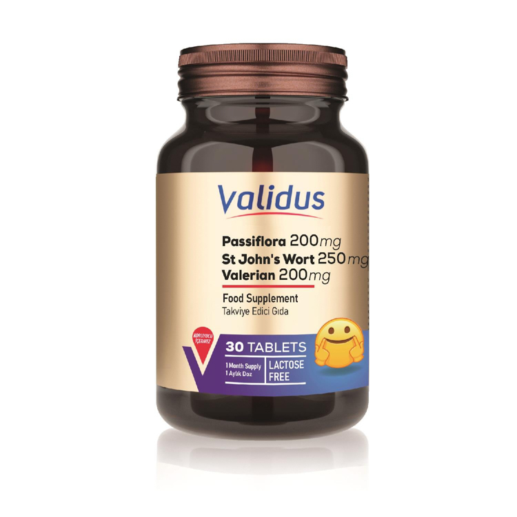 Validus Passiflora + Valerian + Lavander + Camomille + St. John's Wort + Melissa 30 Tablet